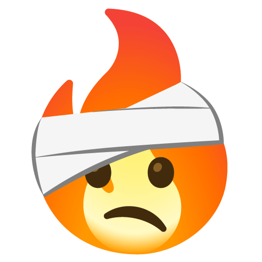 face with head bandage fire