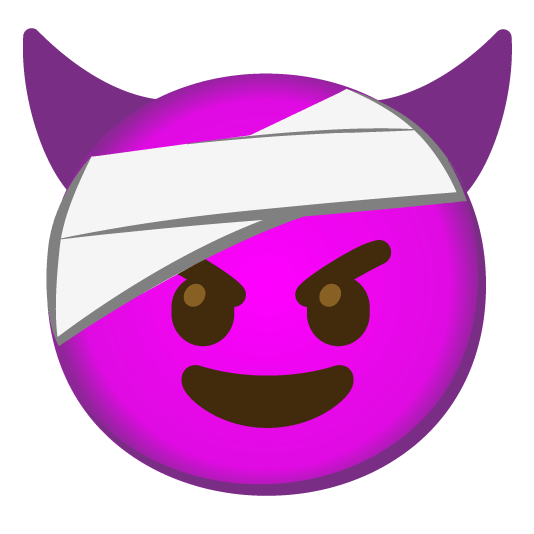 face with head bandage smiling imp