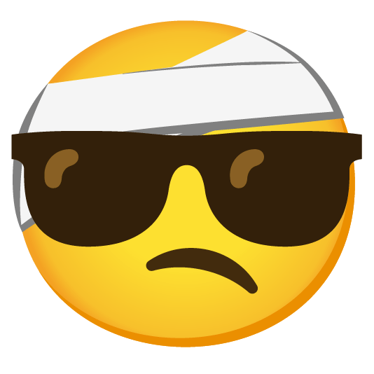 face with head bandage sunglasses