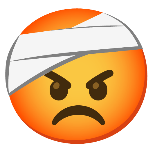 face with head bandage rage