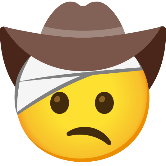 face with head bandage face with cowboy hat