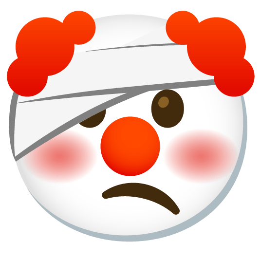 face with head bandage clown face