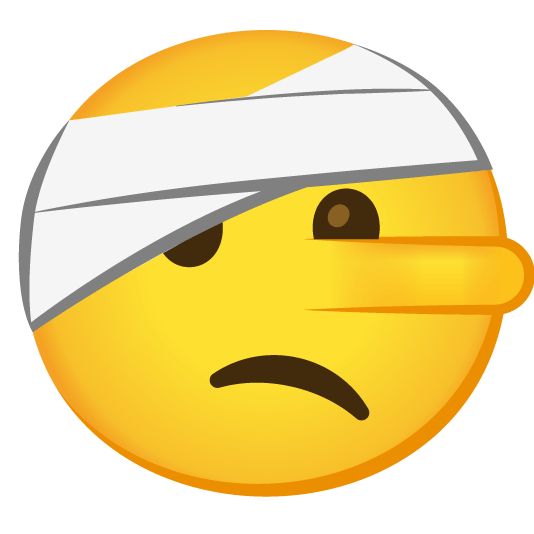 face with head bandage lying face