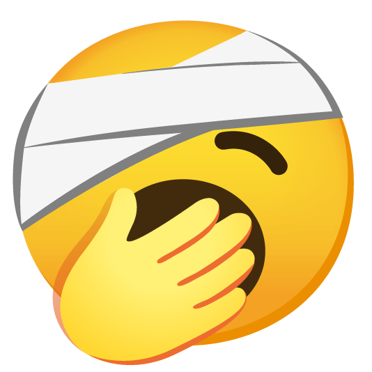 face with head bandage yawning face