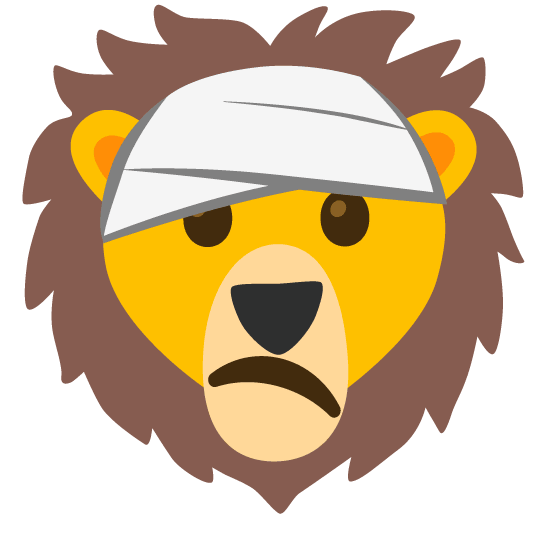 face with head bandage lion face