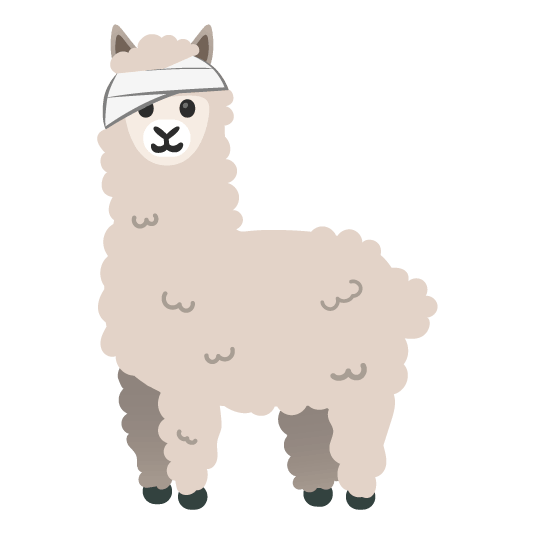 face with head bandage llama