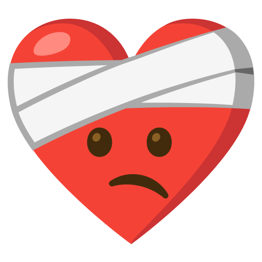 face with head bandage hearts