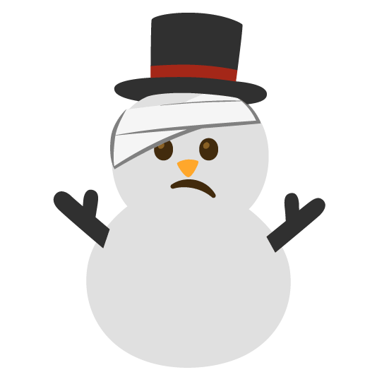 face with head bandage snowman without snow