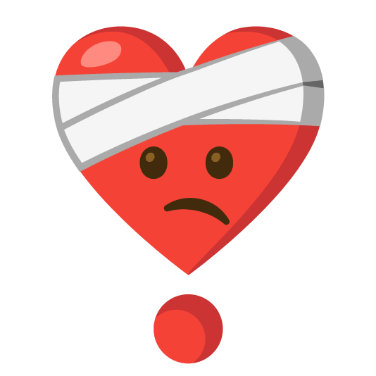 face with head bandage heavy heart exclamation mark ornament