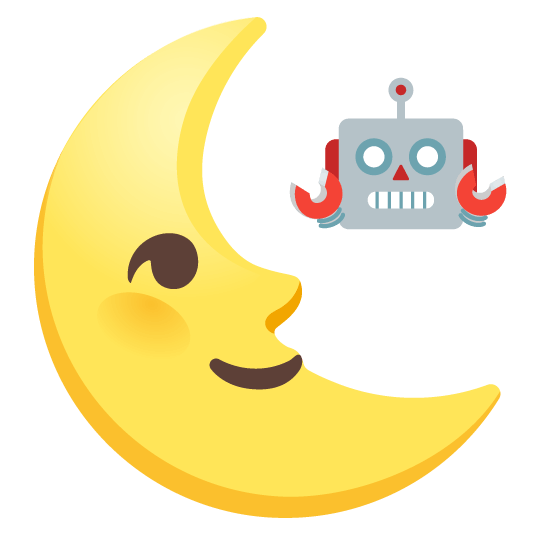 robot face last quarter moon with face