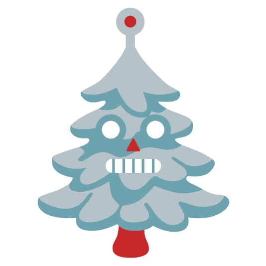 robot face evergreen tree