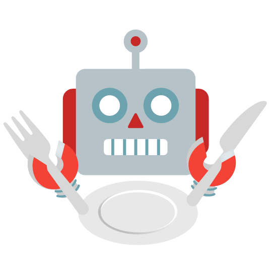 robot face knife fork plate