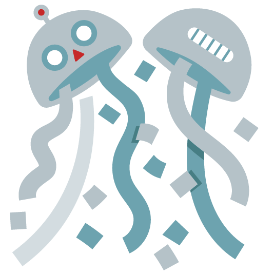 robot face confetti ball