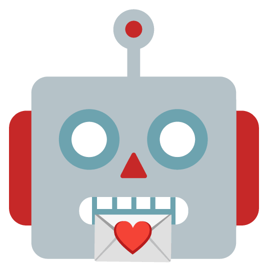 robot face love letter