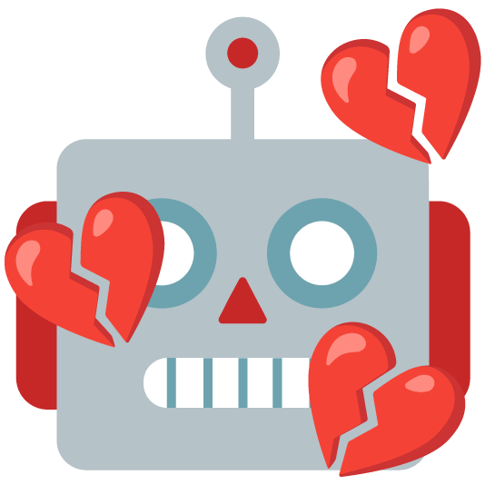 robot face broken heart