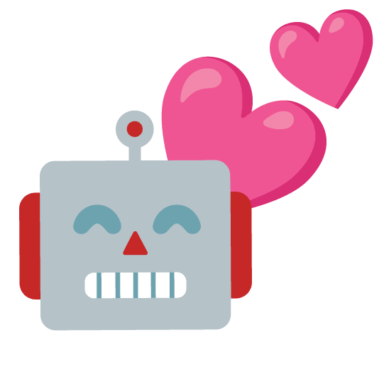 robot face two hearts