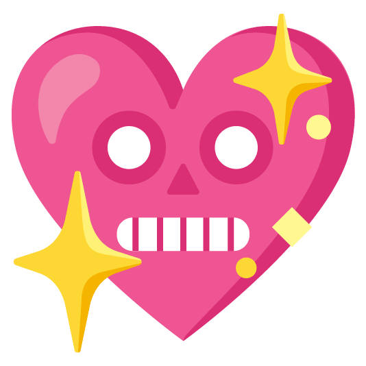 robot face sparkling heart