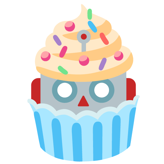 robot face cupcake