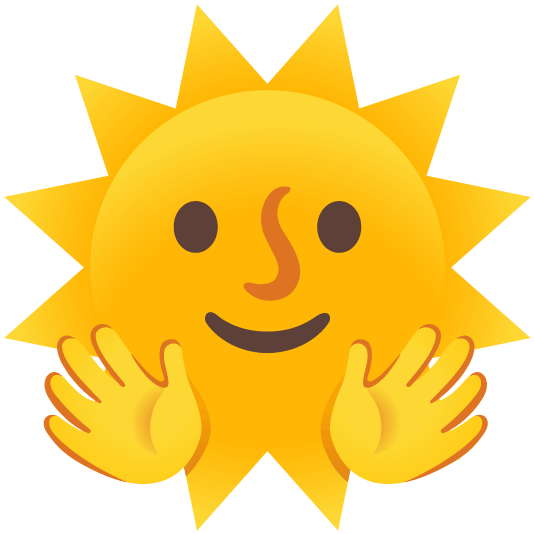 hugging face sun with face