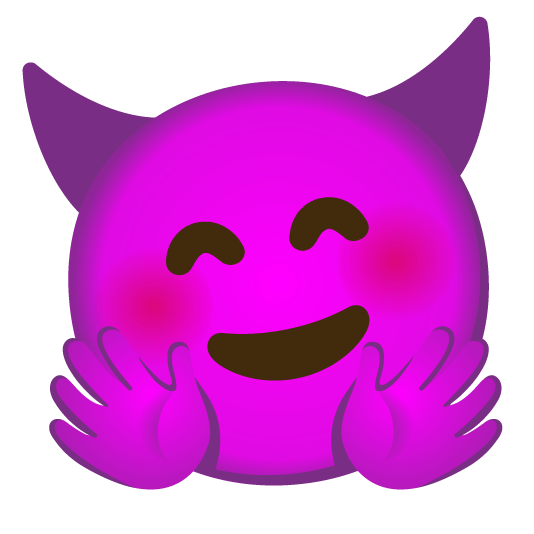 hugging face smiling imp