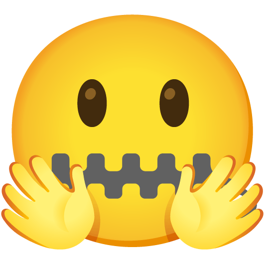 hugging face zipper mouth face