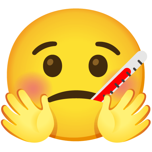 hugging face face with thermometer