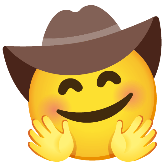 hugging face face with cowboy hat