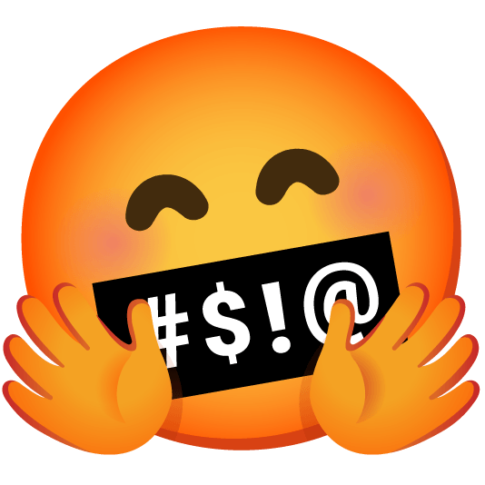 hugging face face with symbols on mouth