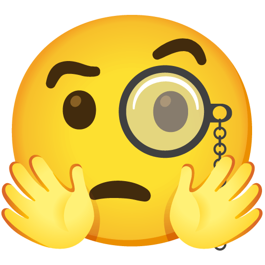 hugging face face with monocle