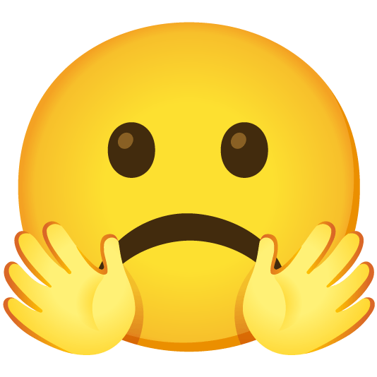 hugging face white frowning face