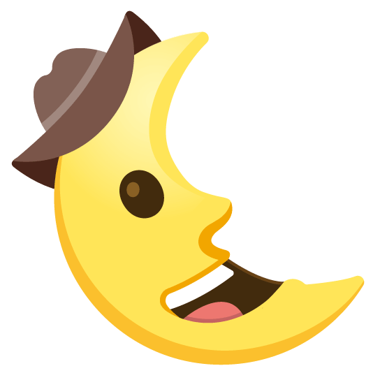 face with cowboy hat last quarter moon with face