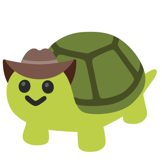 face with cowboy hat turtle