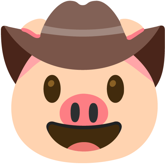 face with cowboy hat pig