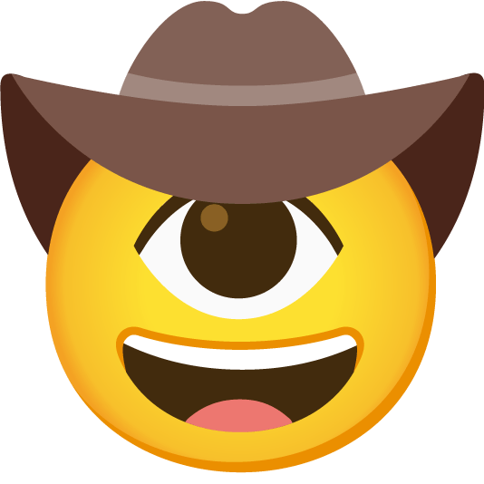 face with cowboy hat eye