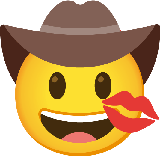 face with cowboy hat kiss