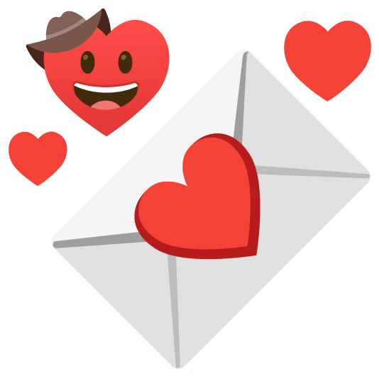 face with cowboy hat love letter