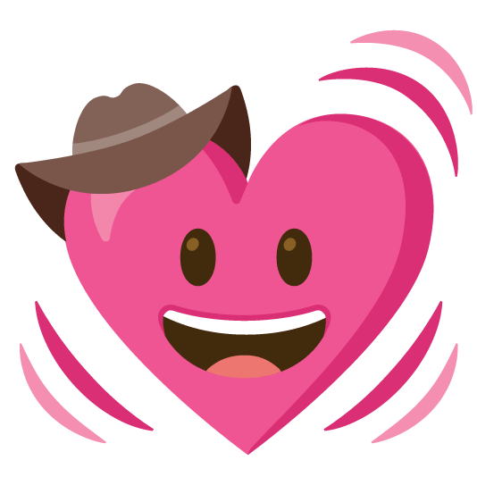 face with cowboy hat heartbeat