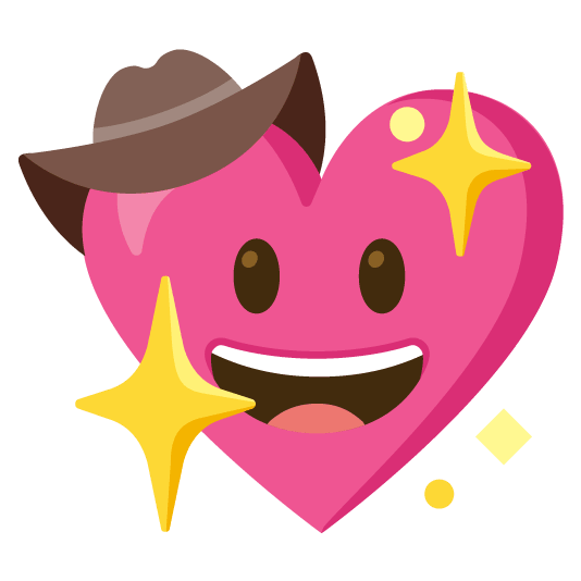 face with cowboy hat sparkling heart