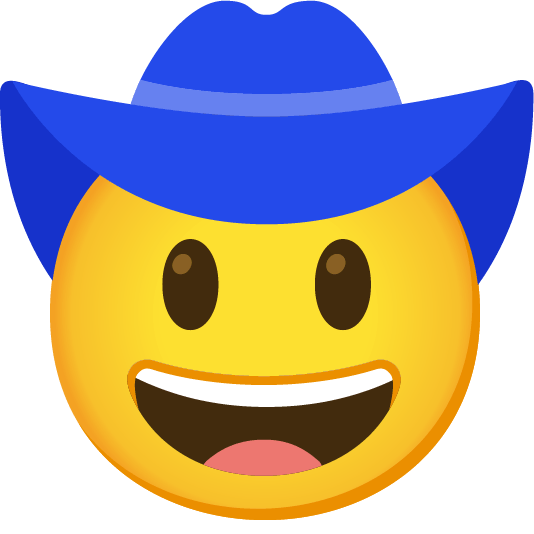 face with cowboy hat blue heart