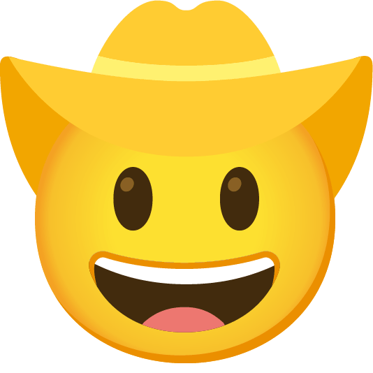 face with cowboy hat yellow heart