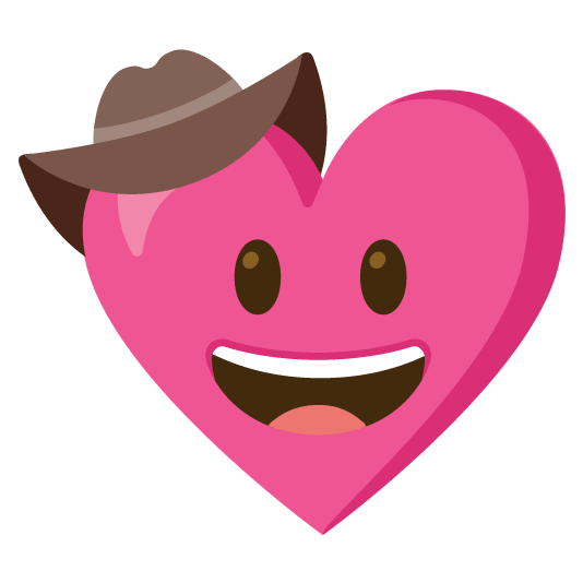 face with cowboy hat gift heart
