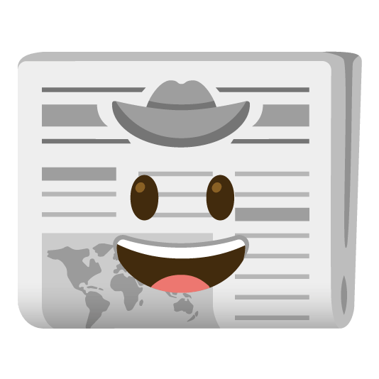 face with cowboy hat newspaper