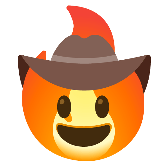 face with cowboy hat fire