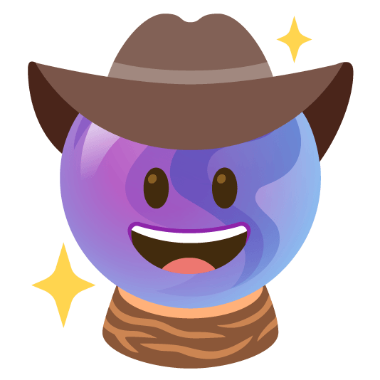 face with cowboy hat crystal ball