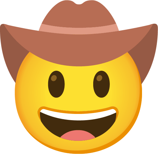 face with cowboy hat brown heart