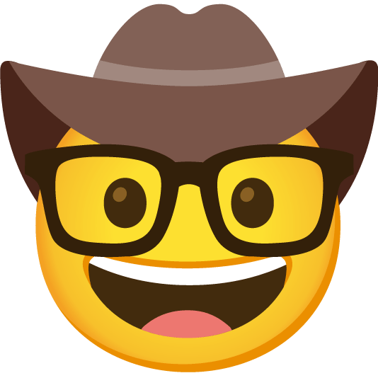face with cowboy hat nerd face