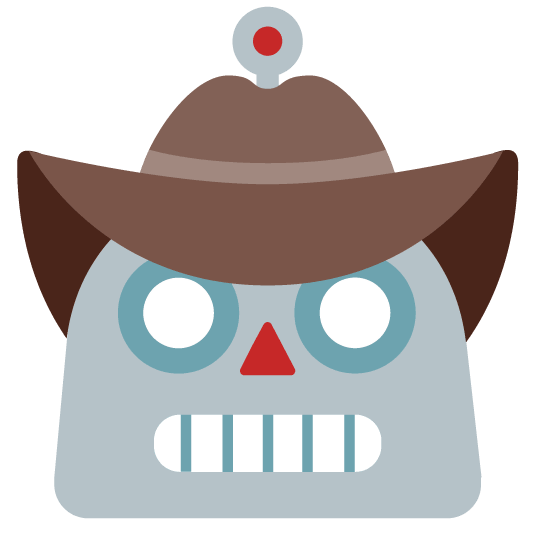 face with cowboy hat robot face