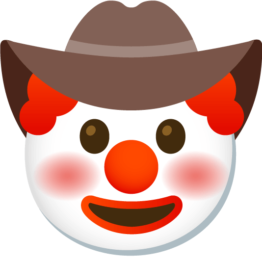 face with cowboy hat clown face