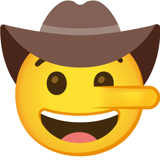 face with cowboy hat lying face