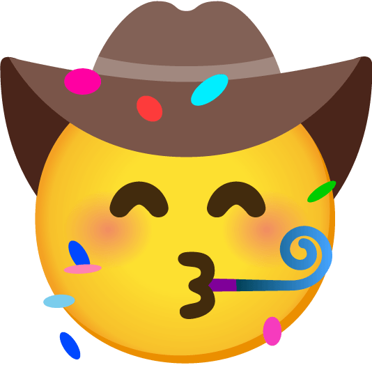 face with cowboy hat partying face
